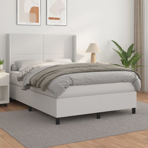 The Living Store Box spring postelja z vzmetnico bel 140x190 cm umetno usnje - Box Spring Postelja, (21515199) Slike