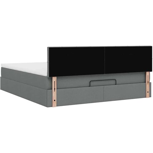 VidaXL Otomanski krevet s madracem tamnosivi 160x200cm od tkanine Slike