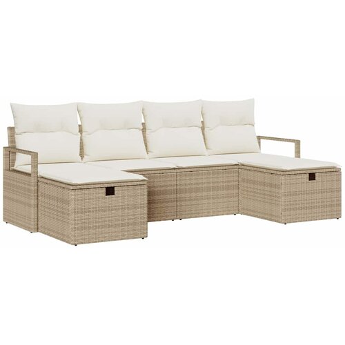  Set sofe 6 kom. 6-Broj sjedala Bež i krema poliratan 230 x 117 x 85 cm Slike