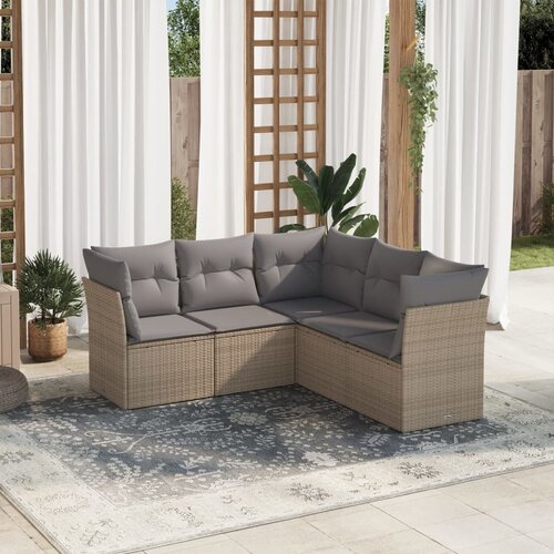 vidaXL 5-dijelni vrtni set sofa s jastucima bež od poliratana Cijene