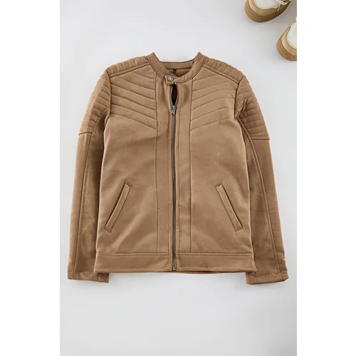 Trendyol Camel Slim Fit Suede Winter Coat