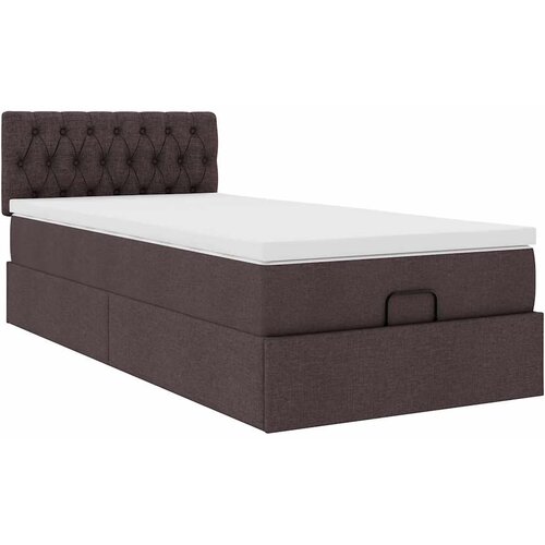 VidaXL Otomanski okvir kreveta s madraca tamnosmeđi 90x190cm tkanine Slike