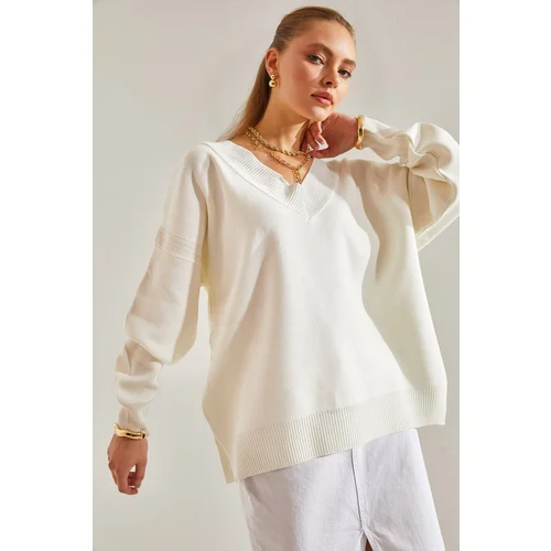 Bianco Lucci Women's V-Neck Knitwear Sweater