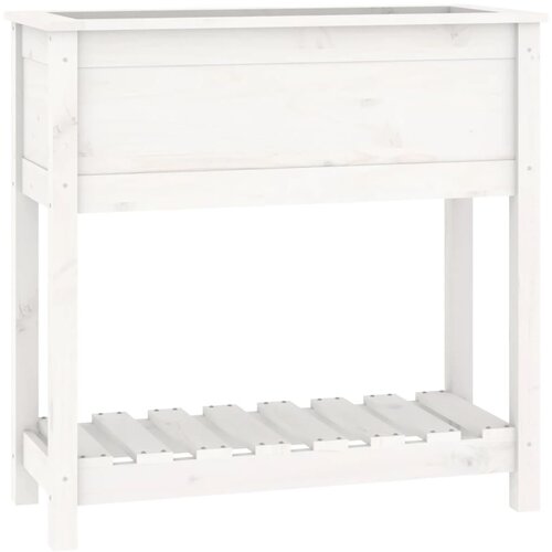 Maison Chic Visoka greda - Greda - Cvetlični Lonec s polico bela 82,5x34,5x81 cm trdna borovina, (21788986) Cene