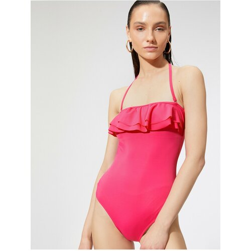Koton Basic Swimsuit Frilly Halter Neck Detachable Strap Cene