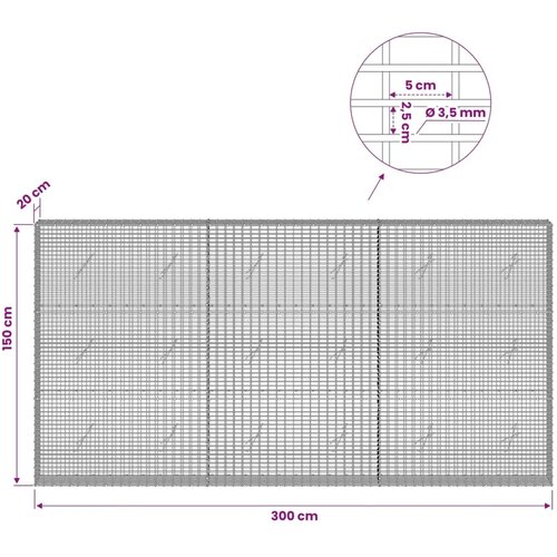  Gabion s žicom debljine 3 5 mm i mrežom 5x2 5 cm 300x20x150 cm - 20 cm 150 cm 300 cm Slike
