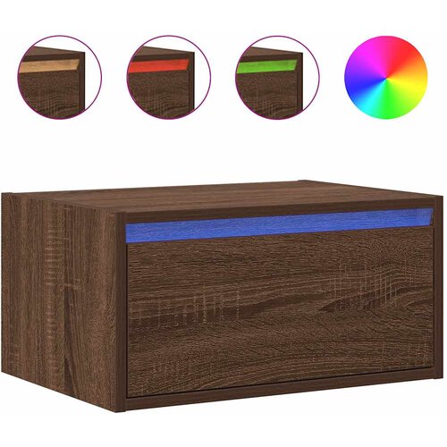 Maison Chic Stenska Nočna omarica - Nočna miza z LED lučkami rjavi hrast, (21687888) Slike