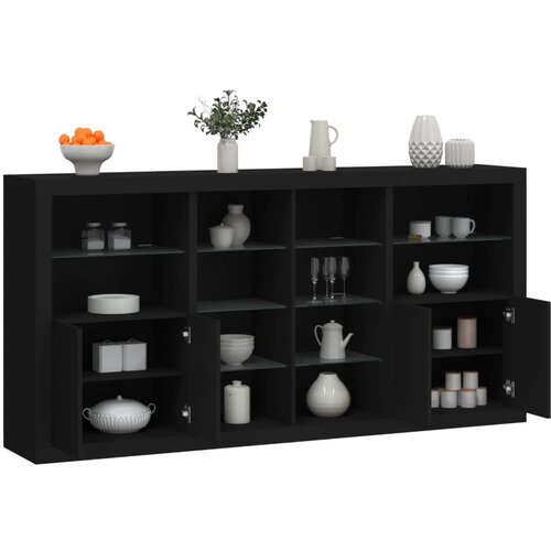  The Living Store Komoda z LED lučkami črna 202x37x100 cm - Komoda, (21502278) Cene