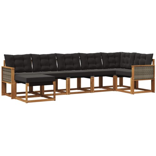 vidaXL Zunanja garnitura za sedenje z blazino 7 pcs Naravna in črna, (5000273253) Cene