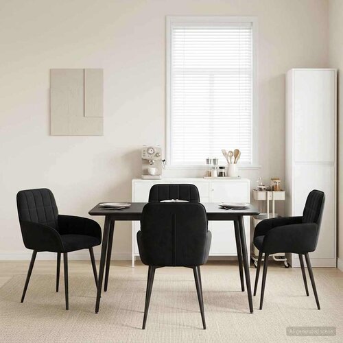  Trpezarijske stolice 4 pcs Baršun Crna 57 x 50 x 85 cm Cene