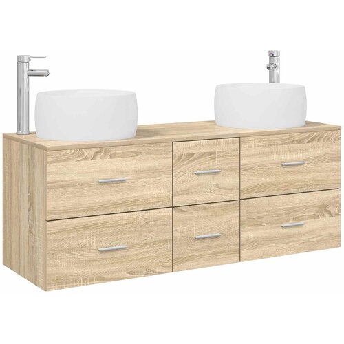  Set namje&amp;scaron;taja za kupaonicu 3 kom. Hrast sonoma Smeđa 49,5 x 44,5 x 66 cm Slike