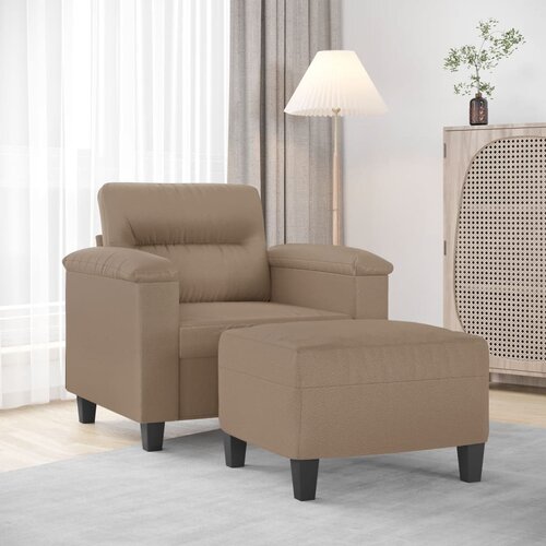 Fotelja s tabureom boja cappuccina 60 cm od umjetne kože Cene