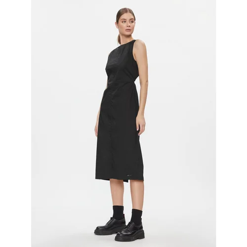 Tommy Jeans Cocktail obleka Tjw Open Back Cotton Midi Dress DW0DW17431 Črna Slim Fit