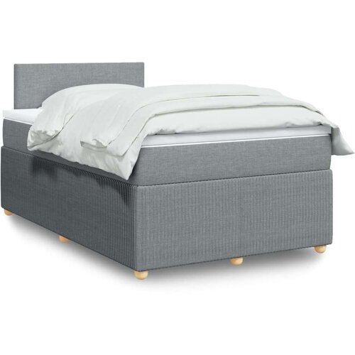 VidaXL Krevet s oprugama i madracem svjetlosivi 120x190 cm od tkanine Slike