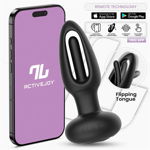 INTOYOU App Series Zack Flipping Tongue Vibrating Anal Plug with App Black Slike