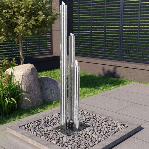 vidaXL Vrtna fontana srebrna 48x34x153 cm iz nerjavečega jekla Cene