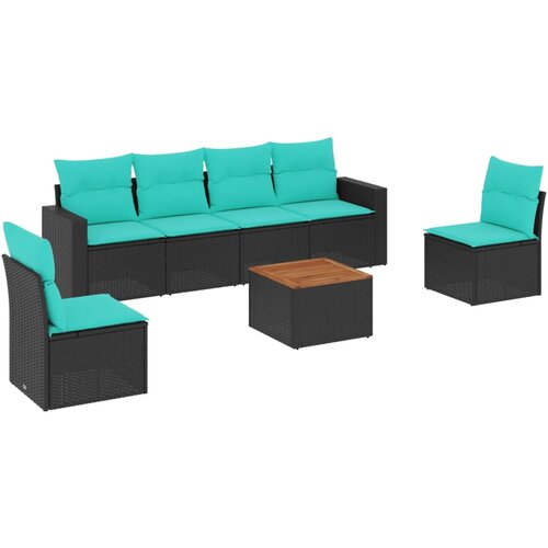 7-dijelni set vrtnih sofa od poliratana s jastucima crni Crna 65.5 x 62 x 69 cm Slike