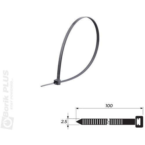 VATPAN Vezice za kablove 100 kom, 100&amp;times;2,5 mm CRNA Slike