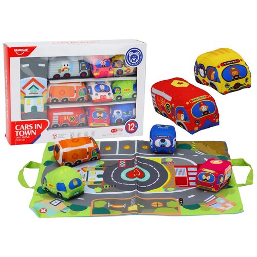 Lean_Toys Set mehkih igrač Cars z igralno podlogo 9 kosov Cene