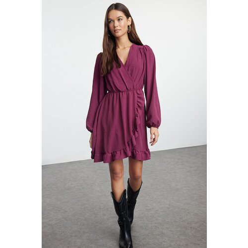 Trendyol Purple Belted Mini Woven Flounce Dress Cijene