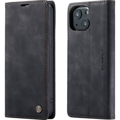 CASEME futrola preklopna za iPhone 13, koža, crna - Flip Leather Phone Case iPhone 13, Crna Slike