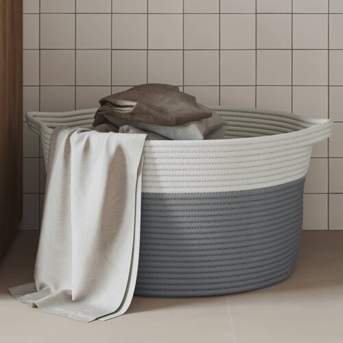 vidaXL Košara za pohranu sivo-bijela Ø 40 x 25 cm pamučna Cijene