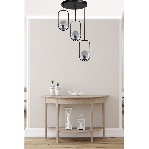 Opviq Ahu 3 Lü Tepsili Füme Camlı Siyah Sarkıt Black Chandelier Cene