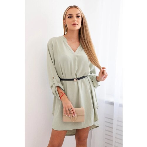 Kesi Women's dress with a longer back and belt - dark mint Cene