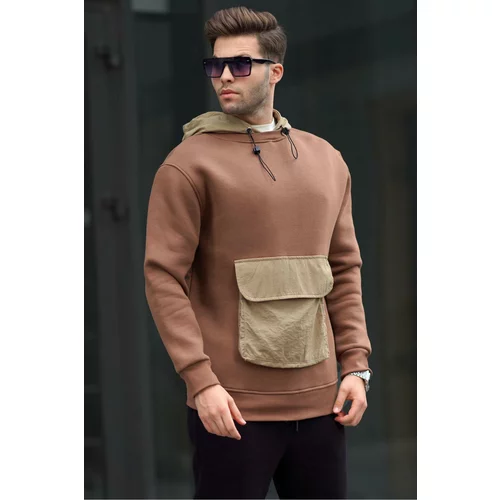 Madmext Men's Bitter Brown Kangaroo Pocket Hooded sweatshirt 6138