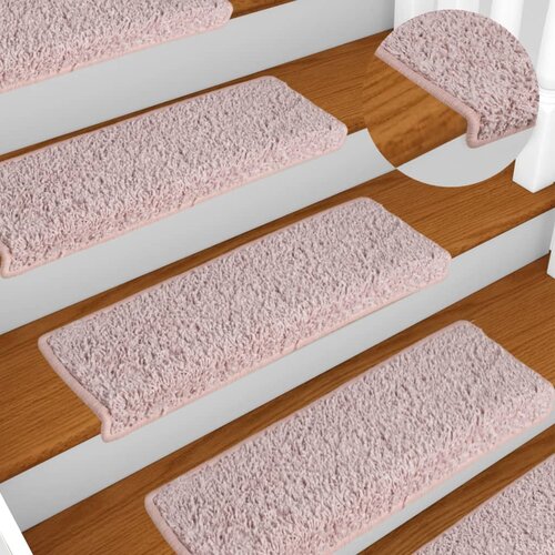  Prostirke za stepenice 15 kom 65x21x4 cm svijetlo ružičaste pravokutne rubove Slike