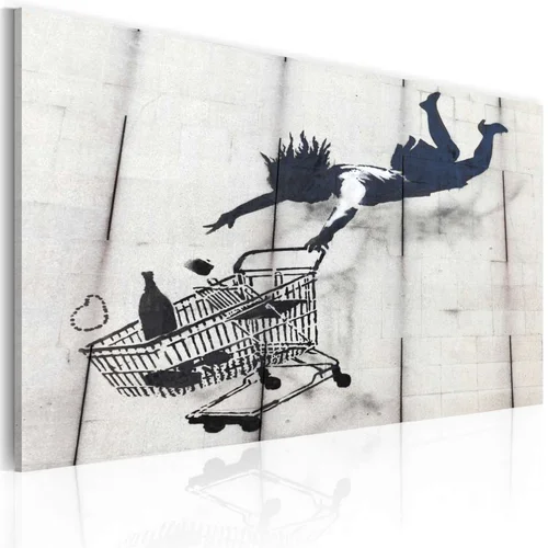  Slika - Falling woman with supermarket trolley (Banksy) 60x40