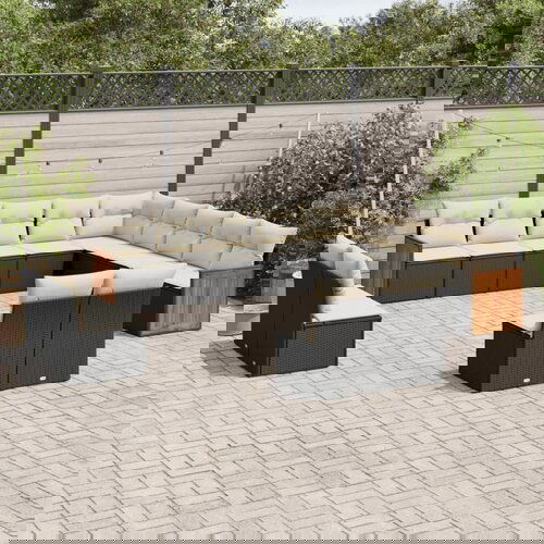 vidaXL 13-dijelni set vrtnih sofa s jastucima poliratan crni Cijene