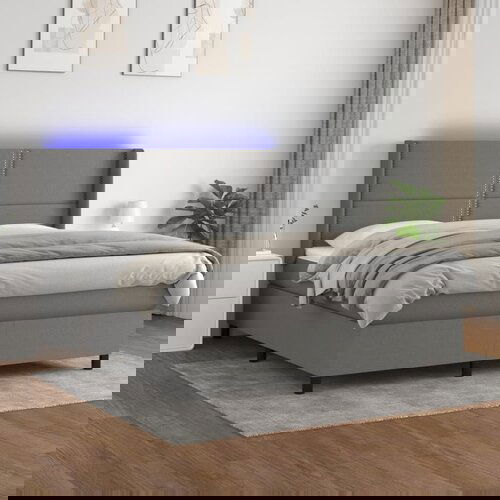 The Living Store Box spring postelja z vzmetnico LED temno siva 160x200 cm blago - Box Spring Postelja, (21515441) Cene