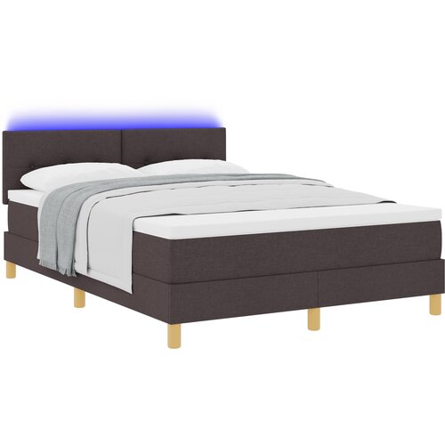 vidaXL Postelja s škrbino z vzmetnico & LED Temno rjava 160x200 cm Tkanina, (22083859) Cene