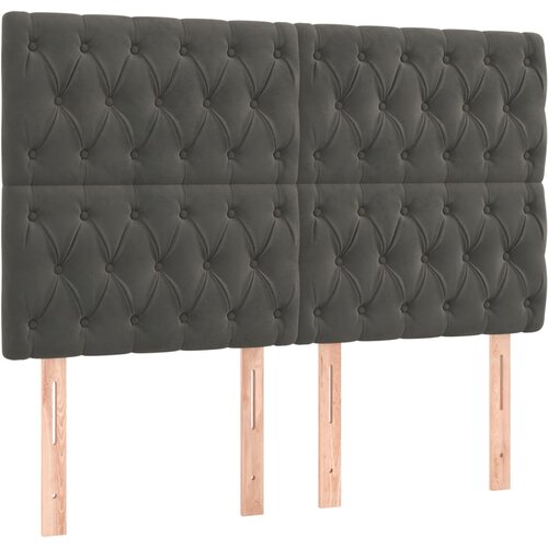 Maison Chic Posteljno vzglavje - Vzglavna omarica 4 kosa temno siv 80x7x78/88 cm žamet, (22077559) Slike