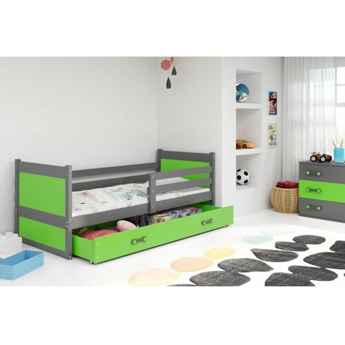 Rico drveni dečjii krevet - sivo - zeleni - 200x90cm 9KDNZ24 Cene