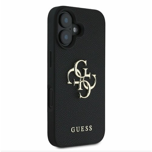 Guess PU Grained 4G Metal Logo Zadn&amp;iacute; Kryt pro iPhone 16 Black Ovitek za telefon Vijolična Slike