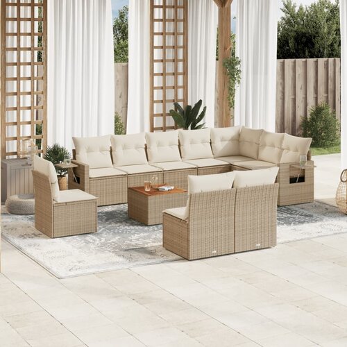 vidaXL 11-dijelni set vrtnih sofa od poliratana s jastucima bež Cijene