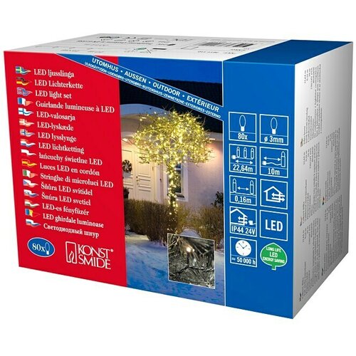 Konstsmide LED svjetlosni lanac Micro (U zatvorenom, Boja svjetla: Topla bijela, Broj žarulja: 80 Kom., Mrežni pogon) Cijene