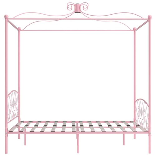  Za krevet s nadstre&amp;scaron;nicom ružičasti metalni 160 x 200 cm Slike