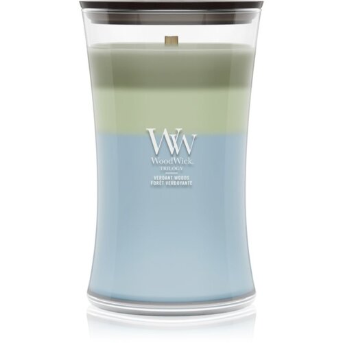 WoodWick Trilogy Verdant Woods di&scaron;eča sveča z lesenim stenjem 610 g Cene