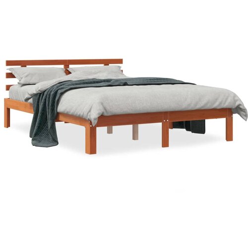 vidaXL Posteljni okvir z vzglavjem voščeno rjava 120x190 cm borovina Cene