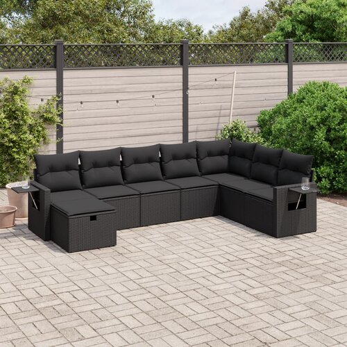 vidaXL 8-dijelni set vrtnih sofa od poliratana s jastucima crni Cijene