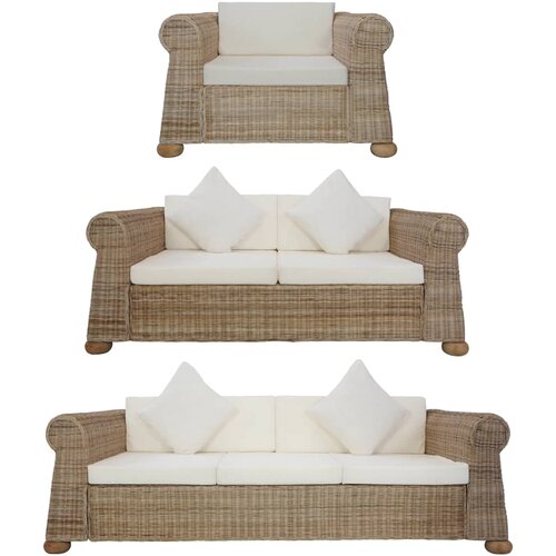VidaXL 3-dijelni set sofa od prirodnog ratana s jastucima Slike
