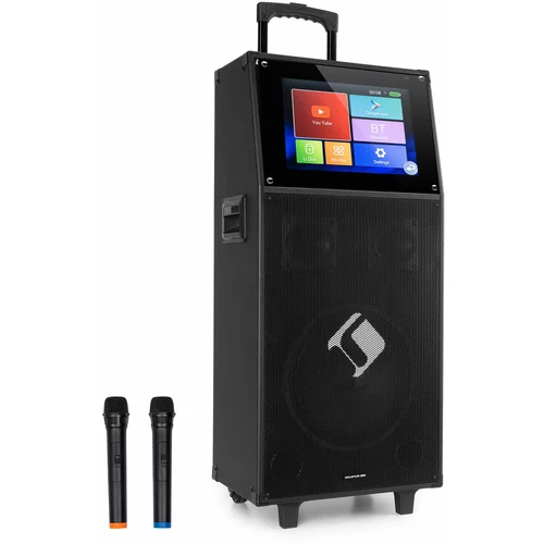 Auna KTV M, karaoke sustav, 12.1" touch screen, 2 UHF mikrofona, WiFi, BT, USB, SD, HDMI, kolica