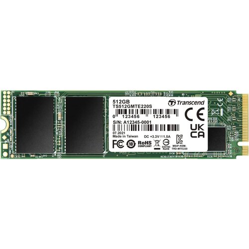 Transcend SSD TS512GMTE220S M.2 NVMe 512GB , 3D NAND flash, Read 3,500 MB/s, Write 2,800 MB/s, 2280 Cene