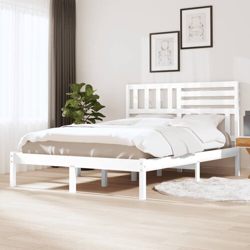 VidaXL Okvir za krevet od masivne borovine bijeli 140 x 200 cm Slike