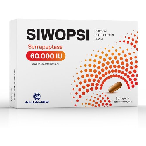 Alkaloid Siwopsi serrapeptase 60 000 IU , 15 kapsula, neto 6,69 g Cene