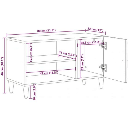  ormar s pohranom Bijelo 80 x 31 5 x 46 cm Čvrsto drvo manga - Bijelo Slike
