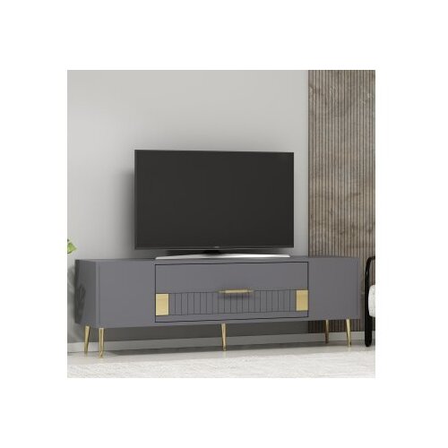 Hanah home TV komoda Dekolp4, 150x48,2x29,6 cm, antracit-zlatna Cene